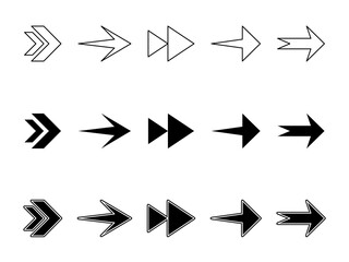 Arrow Icon Set. Arrow Vector Icon in line style design. Symbol of Arrow. Vector illustration. Flat Design.