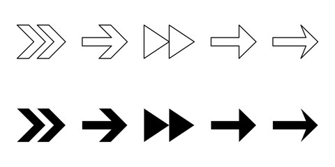 Arrow Icon Set. Arrow Vector Icon in line style design. Symbol of Arrow. Vector illustration. Flat Design.