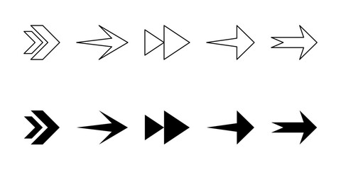 Arrow Icon Set. Arrow Vector Icon in line style design. Symbol of Arrow. Vector illustration. Flat Design.