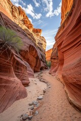 A slot canyon outside of Page, Arizona. Beautiful colors and sandstone caused by eons of wind and water erosion, Page, Arizona, United States of America