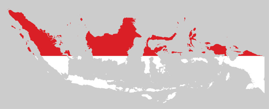Maps of Indonesia with Indonesia Flag Asian Country