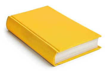 Vibrant Picture of Yellow Book with Cloth Cover on a White Isolated Background
