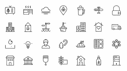 Fototapeta premium Minimal outline icons related to public and private domain systems featuring elements of cybersecurity cloud infrastructure and user management