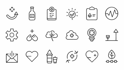 Fototapeta premium Minimal linear style recovery icons perfect for digital applications including data restore emergency rescue disaster support and system backup illustrations