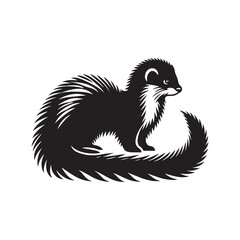 Mink Vector- Black and White Mink art - Mink Silhouette - Mink Illustration.