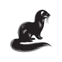 Mink Vector- Black and White Mink art - Mink Silhouette - Mink Illustration.