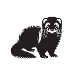 Mink Vector- Black and White Mink art - Mink Silhouette - Mink Illustration.