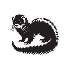 Mink Vector- Black and White Mink art - Mink Silhouette - Mink Illustration.