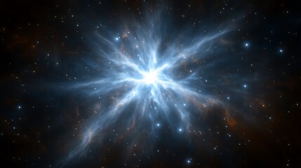 Stellar explosion emanating luminous nebulae in a cosmic backdrop.