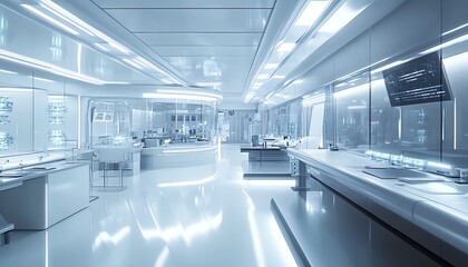 Obraz premium Modern, futuristic laboratory interior. Clean, sterile environment.