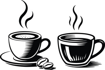 Obraz premium cup of coffee tea hot drink vector icon on white background