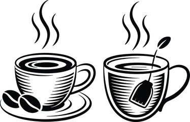 cup of coffee tea hot drink vector icon on white background