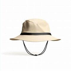 Black cowboy hat isolated on white background, classic western headwear with a wide brim and leather material