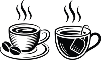 cup of coffee tea hot drink vector icon on white background