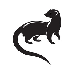 Mongoose Vector - Minimal Mongoose Silhouette - Mongoose Illustration - Mongoose Black and White Design.