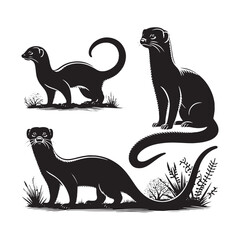 Mongoose Vector - Minimal Mongoose Silhouette - Mongoose Illustration - Mongoose Black and White Design.