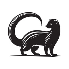Mongoose Vector - Minimal Mongoose Silhouette - Mongoose Illustration - Mongoose Black and White Design.