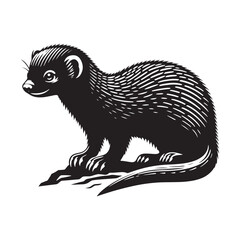 Mongoose Vector - Minimal Mongoose Silhouette - Mongoose Illustration - Mongoose Black and White Design.