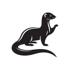 Mongoose Vector - Minimal Mongoose Silhouette - Mongoose Illustration - Mongoose Black and White Design.