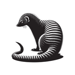 Mongoose Vector - Minimal Mongoose Silhouette - Mongoose Illustration - Mongoose Black and White Design.