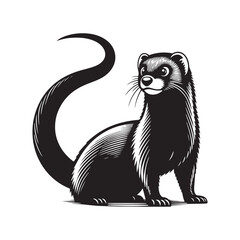 Mongoose Vector - Minimal Mongoose Silhouette - Mongoose Illustration - Mongoose Black and White Design.