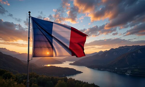 nch Flag Sunset Mountain Vista