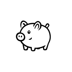 Fototapeta premium Cute pig illustration in black and white line art style