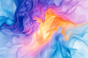 Obraz premium Abstract artwork with swirling colors of blue purple and orange hues mix