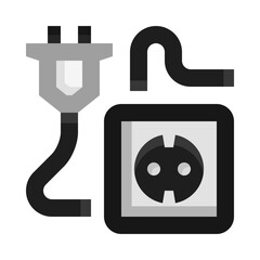 Power Plug Socket Outlet BW Icon