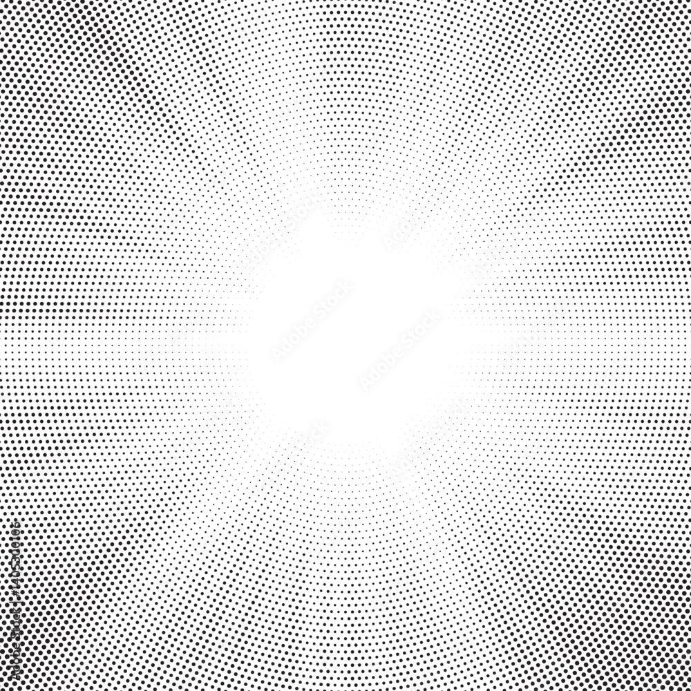Fototapete dotwork noise burst beam background. black noise stipple dots sunburst pattern. motion, explosion ef