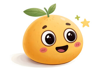 Fototapeta premium A funny smiling orange cartoon character with a happy face, isolated vector fruit.
