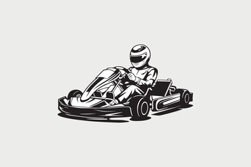 go-kart racing illustration vector
