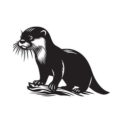 Otter Silhouette - Minimal Otter Vector - Otter Illustration - Otter Black and White art.