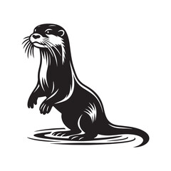 Otter Silhouette - Minimal Otter Vector - Otter Illustration - Otter Black and White art.