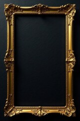 Intricate gold filigree frame, textured black backdrop , stock, artwork, filigree