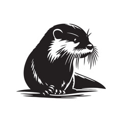 Otter Silhouette - Minimal Otter Vector - Otter Illustration - Otter Black and White art.