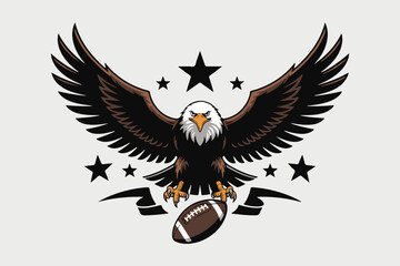 eagle and football illustration vector