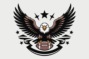 eagle and football illustration vector