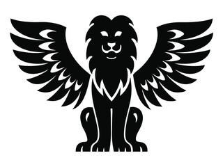 lion wing vector silhouette white background.