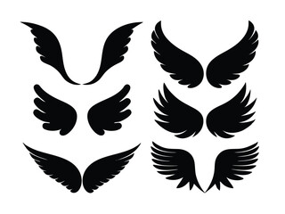 Elegant Wing Silhouette Collection - Vector Illustration
