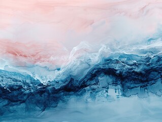 Abstract Watercolor Background in Blue and Pink Tones – Modern Fluid Art Texture