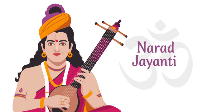 Celebration of Narad Jayanti Featuring Illustration of the Divine Sage Narad 