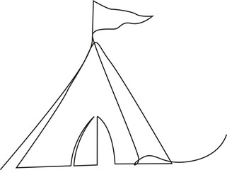 Continuous one line of kids toy tent. Minimalist style vector illustration on white background. © Hanan