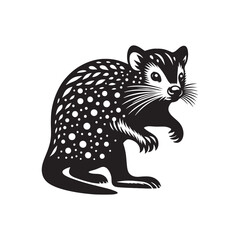 Minimal Quoll Silhouette - Quoll Vector - Illustration of Quoll - Black and White Quoll Design.