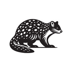 Minimal Quoll Silhouette - Quoll Vector - Illustration of Quoll - Black and White Quoll Design.