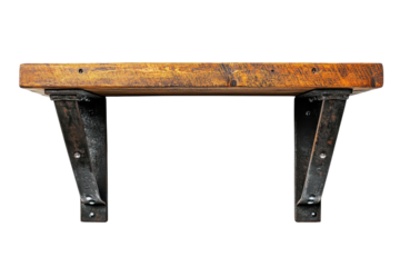 Rustic reclaimed wood shelf with industrial metal brackets a unique handcrafted piece for your home d cor against a