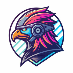 Design a vector graphic featuring a bold, holographic glitch effect with a strong stroke.