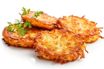 High Quality Picture of Hash Browns Isolated on White Background