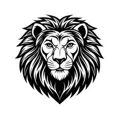 Lion head mascot vector illustration of a wild animal symbol in black silhouette style