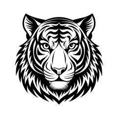 Tiger head vector logo with tribal art design of a powerful wild fine line